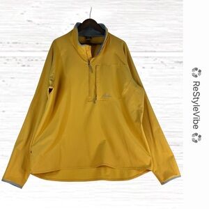 CABELA’S Men 2XL TALL Pullover Jacket 1/2 Zipper Yellow Lightweight Coat Stretch